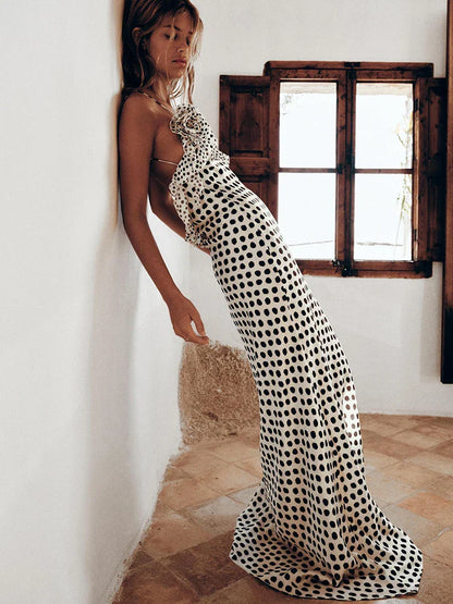 Dots Floral Print Slip Maxi Dress