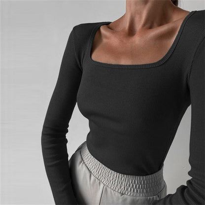 DressBetty - Basic Square Neck Knitted   Tee