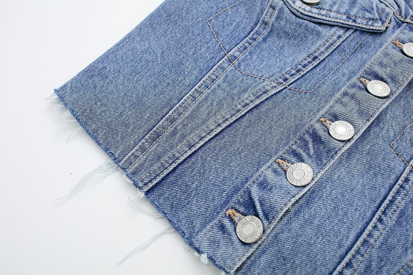 DressBetty - Blue Denim Buttoned Bandeau Top High Street Vintage Slim Female Chic Short Tops