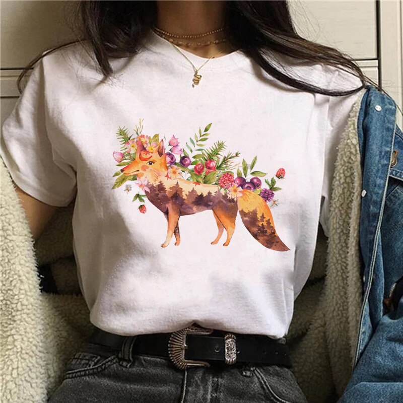 DressBetty - Funny Mushroom Print T-shirt Women's Fashion Versatile Top T-shirt