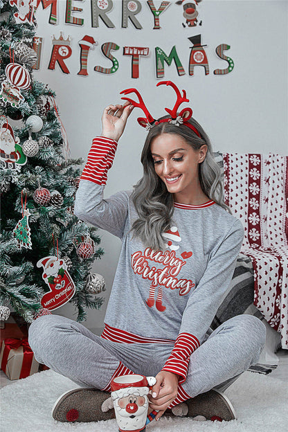 DressBetty - Merry Christmas Pajamas Set Casual Matching Set Full Sleeve Tops+Pants 2 Pieces