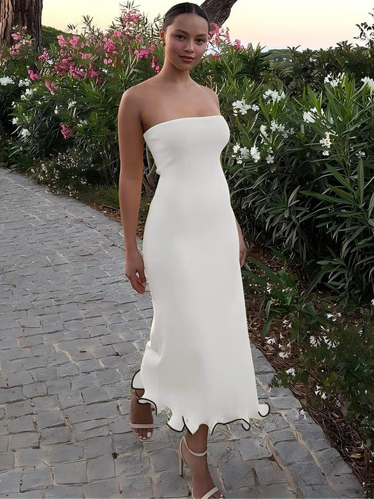 Sleeveless Ruffles Patchwork Bodycon Midi Dress