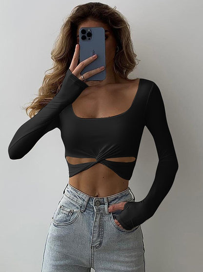 DressBetty - Square Collar Kink Cut Out Tee