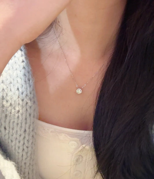 S925 Sterling Silver Round Pendant Necklace
