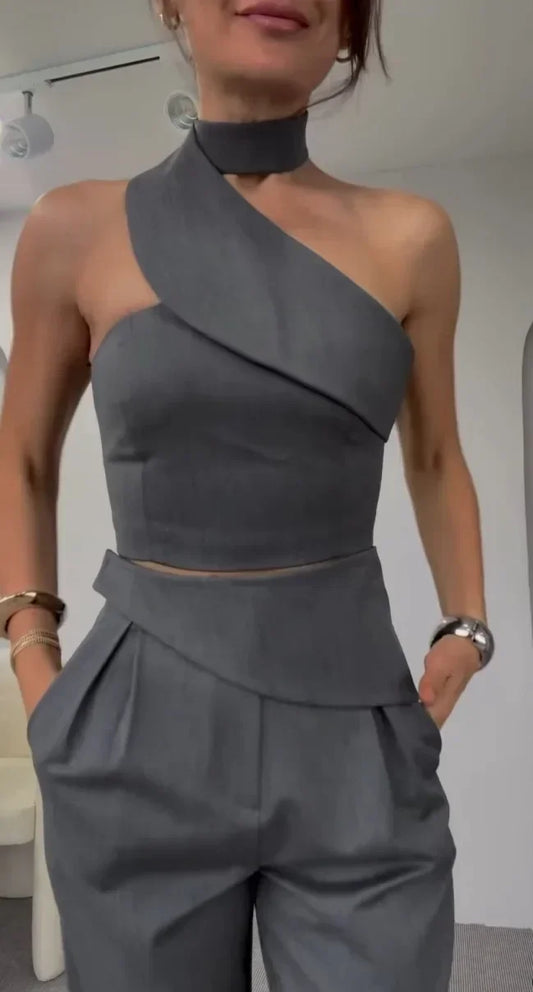 Halter Slim Pant Suit