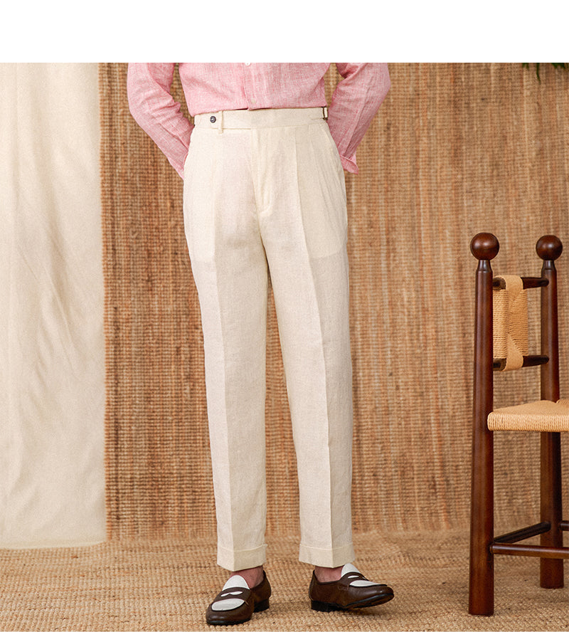 Enrico Pleated Linen Pants