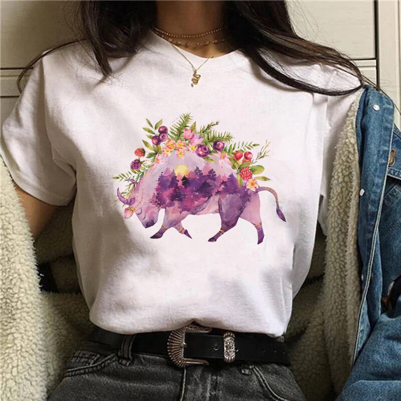 DressBetty - Funny Mushroom Print T-shirt Women's Fashion Versatile Top T-shirt