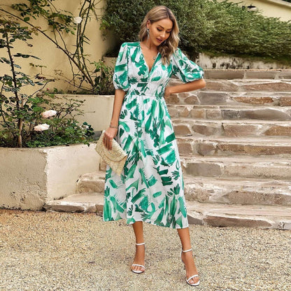 Gorgeous V-neck Floral Dress