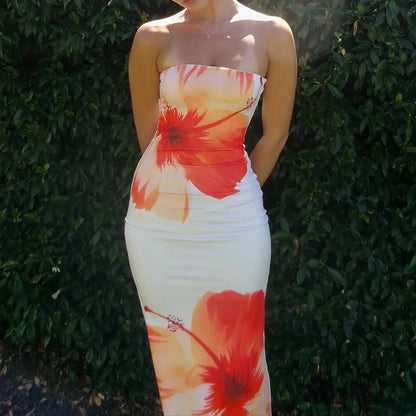 Off Shoulder Tube Party Floral Dress