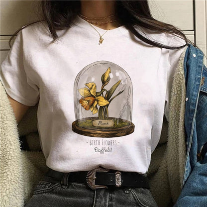 DressBetty - Funny Mushroom Print T-shirt Women's Fashion Versatile Top T-shirt