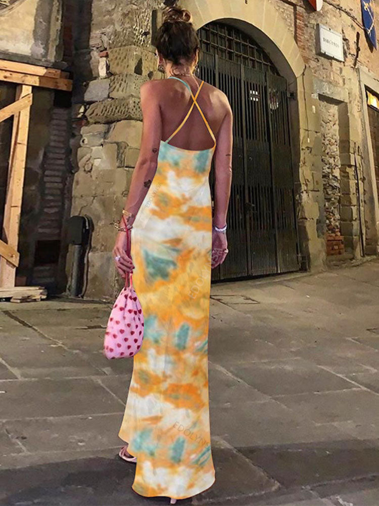 DressBetty - Green Boho Printed Maxi Dress