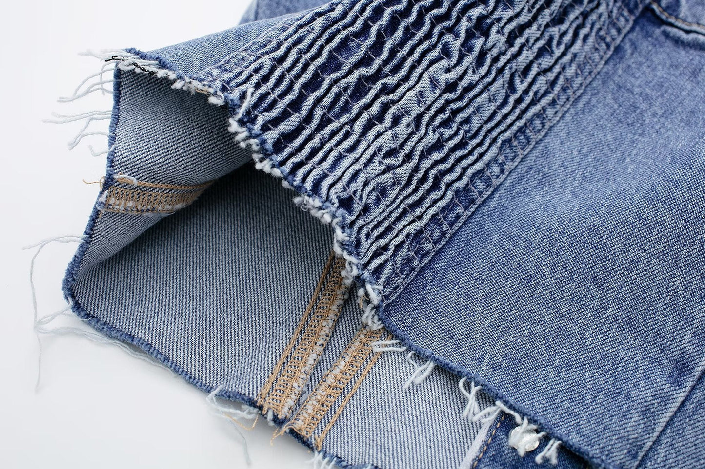DressBetty - Blue Denim Buttoned Bandeau Top High Street Vintage Slim Female Chic Short Tops