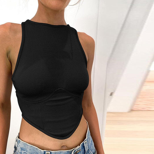 DressBetty - Ribbed Solid Sleeveless Tank Top