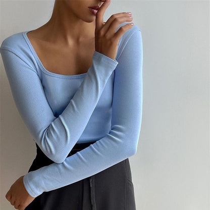 DressBetty - Basic Square Neck Knitted   Tee