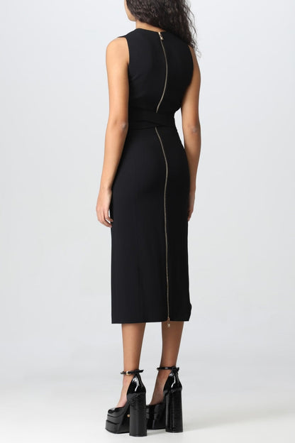 Saple V-neck Belted Embellished Midi Bandage Dress