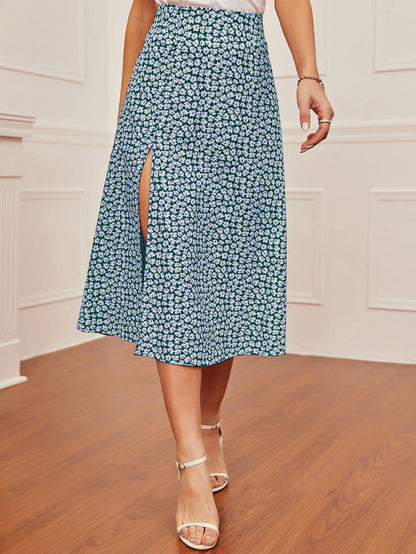 DressBetty - Split Floral Print Skirt