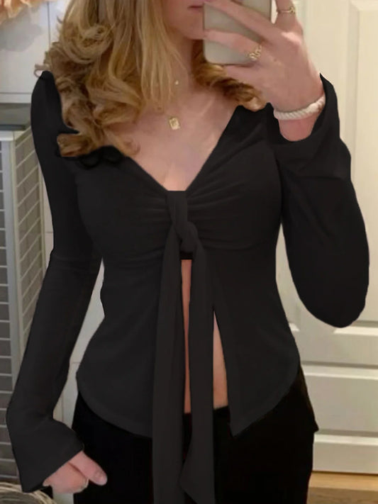 V-neck Split Slim Sexy Blouse