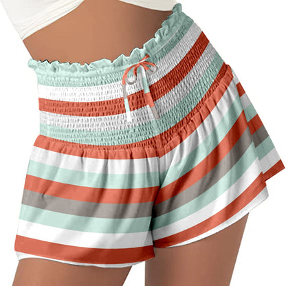 DressBetty - Women High Waist Loose Shorts Sports Drawstrings Floral Print Beach Shorts