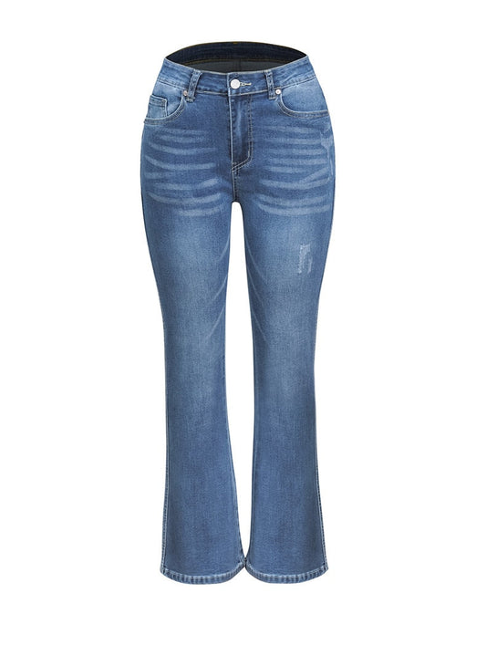 DressBetty - Fashion High Stretch Slim Denim Trousers Street Casual Boot Cut Pants S-2XL Drop Shipping