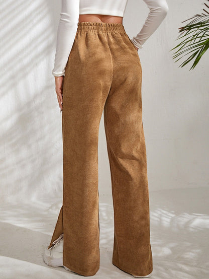 DressBetty - Casual Corduroy Wide Leg Pants
