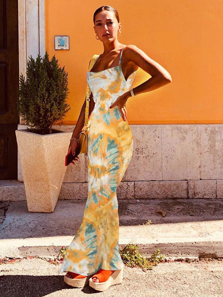 DressBetty - Green Boho Printed Maxi Dress