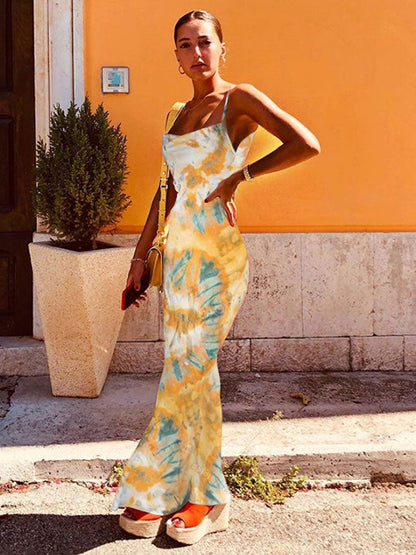 DressBetty - Green Boho Printed Maxi Dress