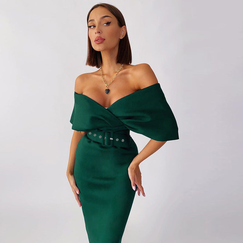 DressBetty - Off-Shoulder Elegant Party Ladies Vintage Evening Formal Midi Dress