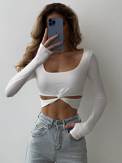 DressBetty - Square Collar Kink Cut Out Tee