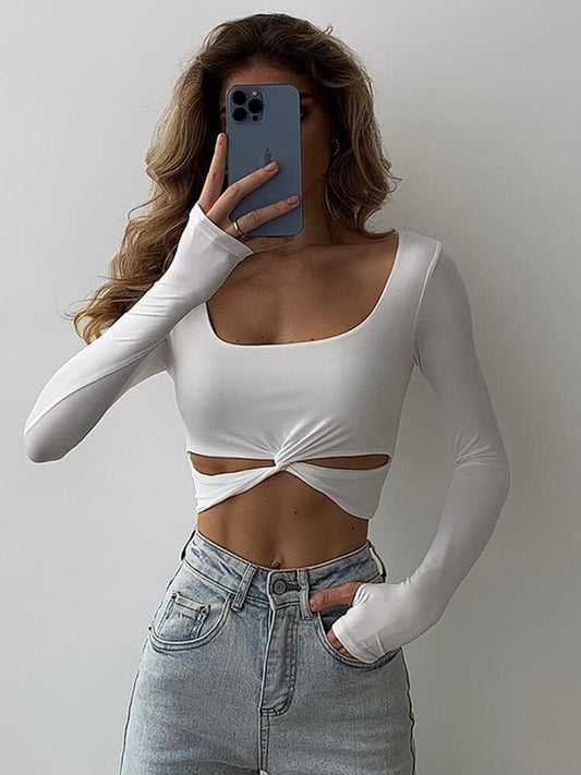 DressBetty - Square Collar Kink Cut Out Tee
