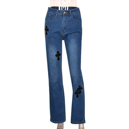 DressBetty - Women Low Waist Vintage Straight Denim Trousers Cyber Y2k Goth Pants Fashion Mom Jeans