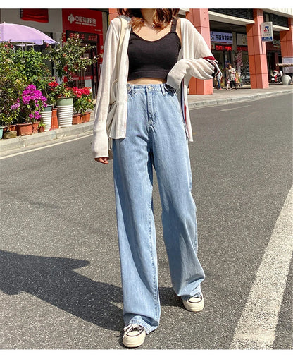 DressBetty - 2024 Wide Leg Fashion Straight Denim Jeans