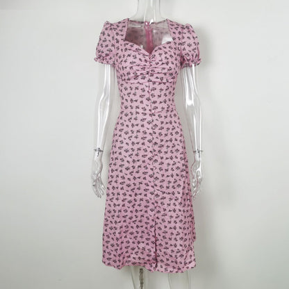 DressBetty - Summer Vintage Women Side Split Long Dress Female Boho Beach Retro Print Sundress Vestido