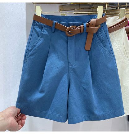 DressBetty - Women's Denim Shorts High Waist Short Casual Cotton Solid Loose Casual Bermuda Shorts