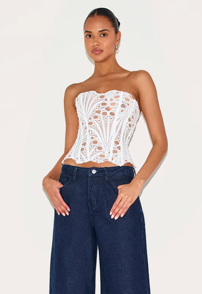 Macy | Lace Tie Corset Top
