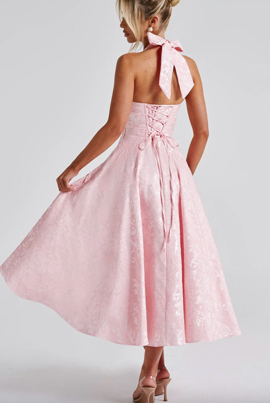 Esmeralda | Halter Sleeveless Midi Dress