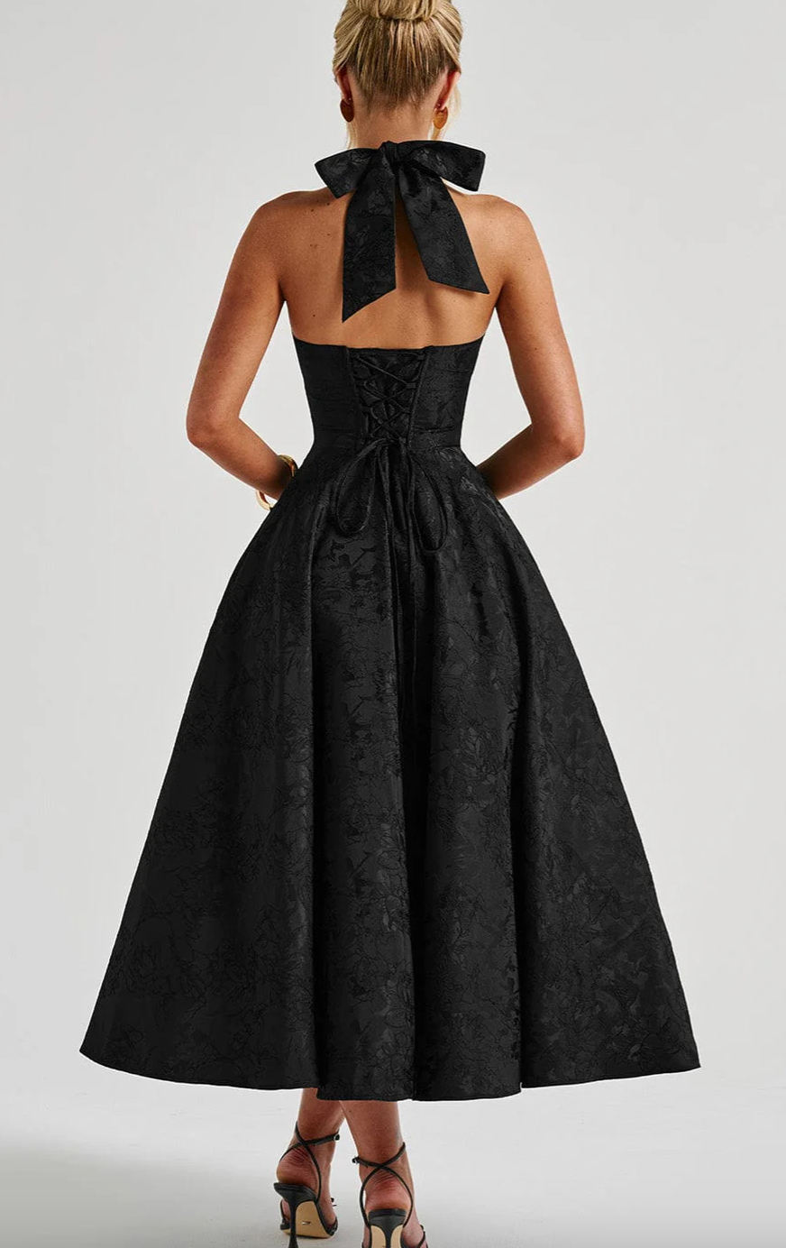 Esmeralda | Halter Sleeveless Midi Dress