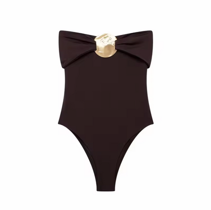 Aurora | Gold Accent Strapless Bodysuit