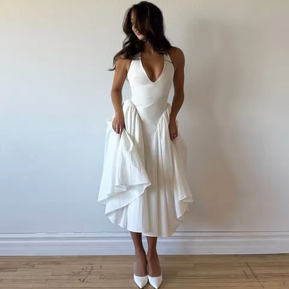 Monaco | Halter Pleated Midi Dress