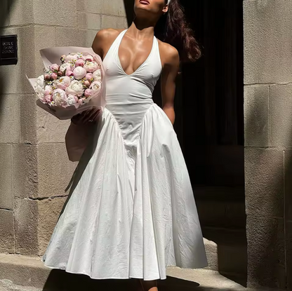 Monaco | Halter Pleated Midi Dress