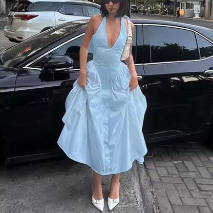 Monaco | Halter Pleated Midi Dress