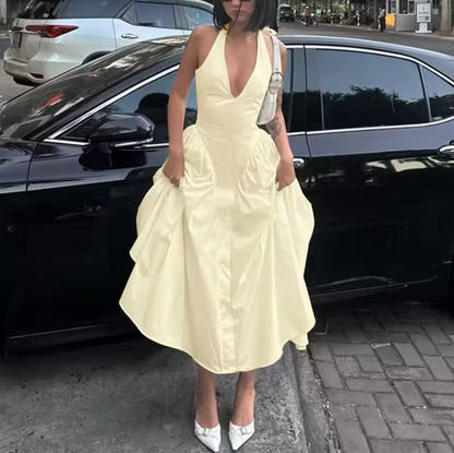 Monaco | Halter Pleated Midi Dress
