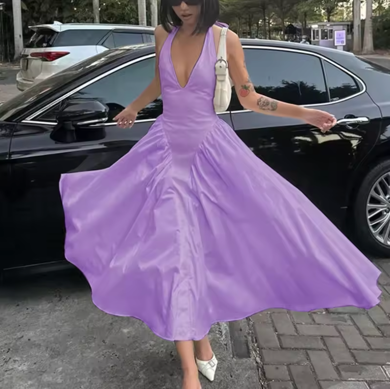 Monaco | Halter Pleated Midi Dress
