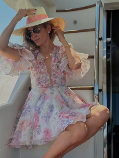 Rosabelle | Floral Ruffle Puff Sleeve Dress
