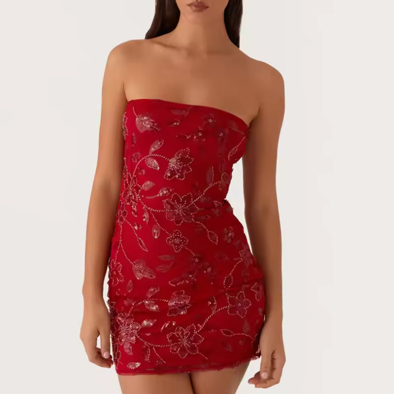 Seraphina | Aqua Sequin Plunge Mini Dress