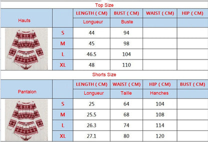 DressBetty - Christmas Flannel Pajamas Set Long Sleeve Crop Top Shorts 2Pcs Sleepwear