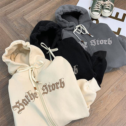 DressBetty - Letter Embroidered Oversized Hoodie