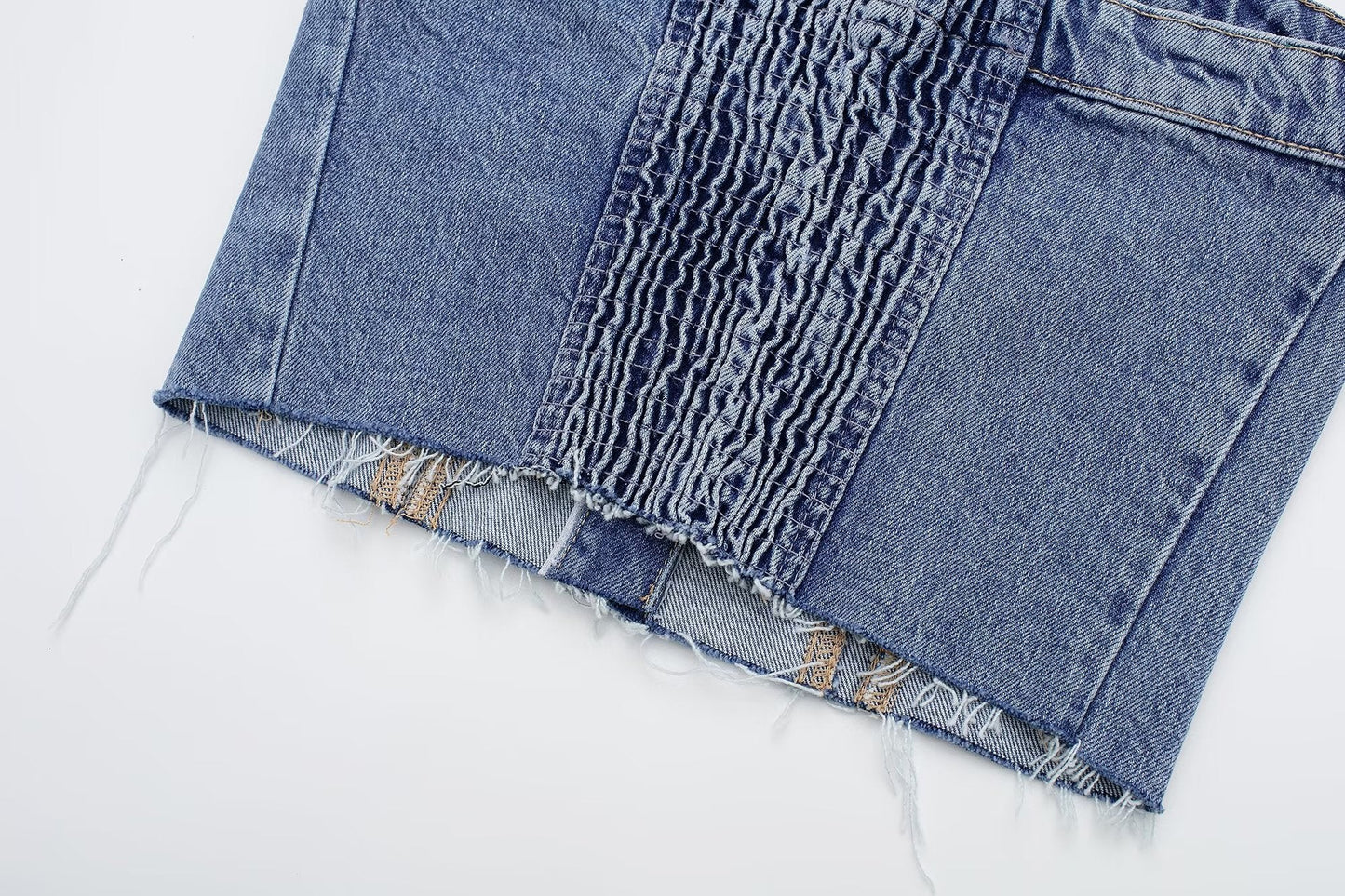 DressBetty - Blue Denim Buttoned Bandeau Top High Street Vintage Slim Female Chic Short Tops