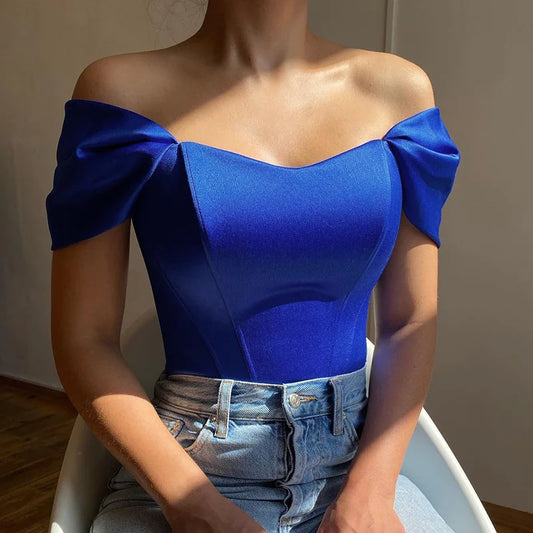 Satin Fishbone One Shoulder Strapless