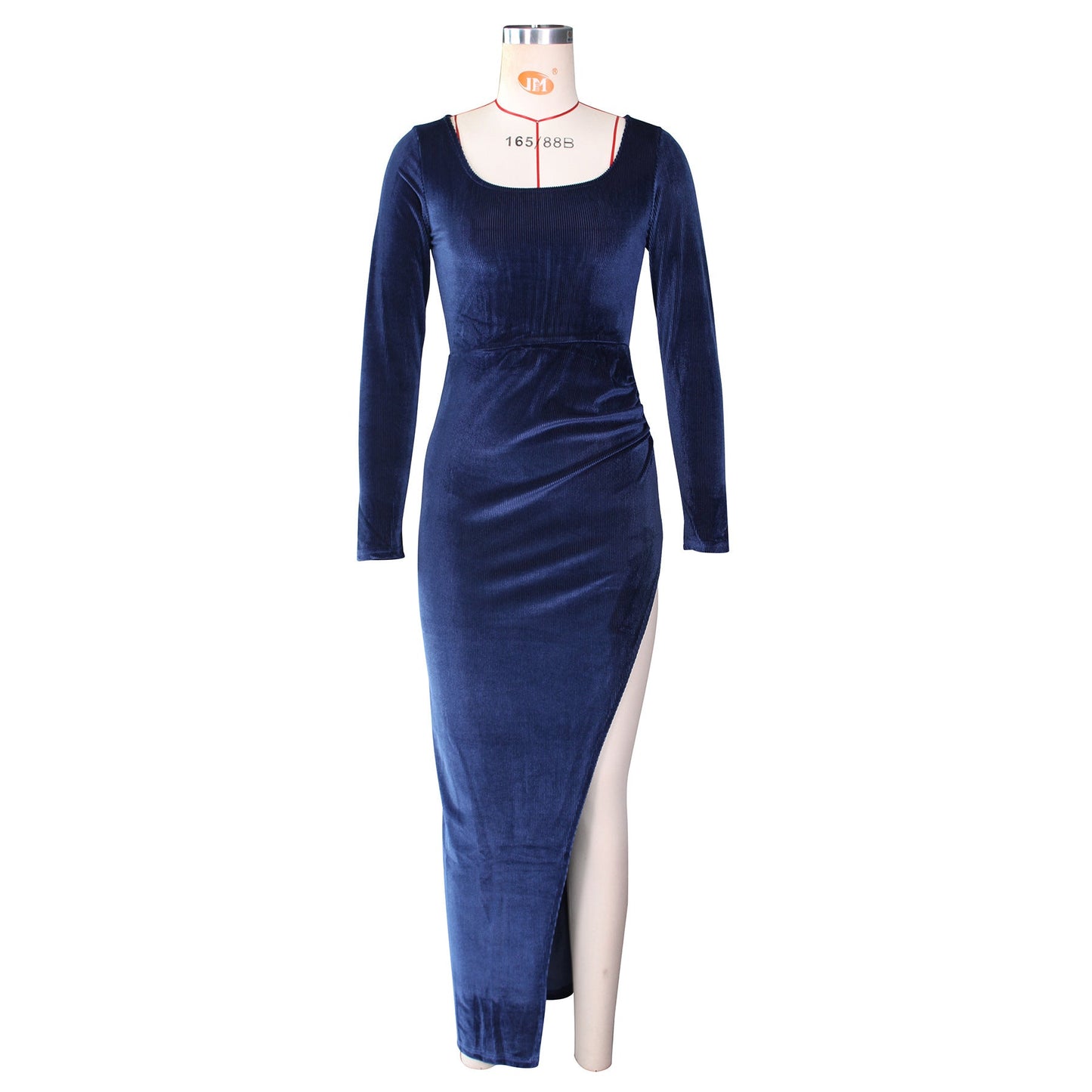 DressBetty - Elegant Velvet High Waist Slit Maxi Dress Sexy Long Sleeve Evening Party Dress