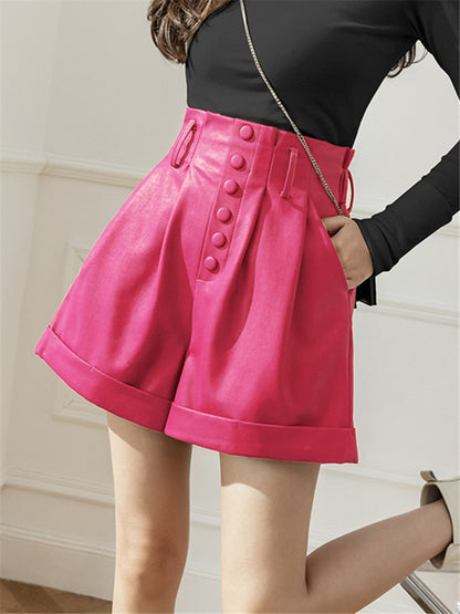 DressBetty - Women's Shorts Autumn Winter Single Breasted High Waist Wide Leg Pants